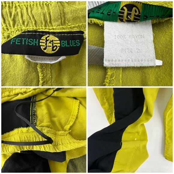 Fetish Blues (L) (34) Men's American VINTAGE 90's Yellow Black Loose Fit Pants - Picture 10 of 10